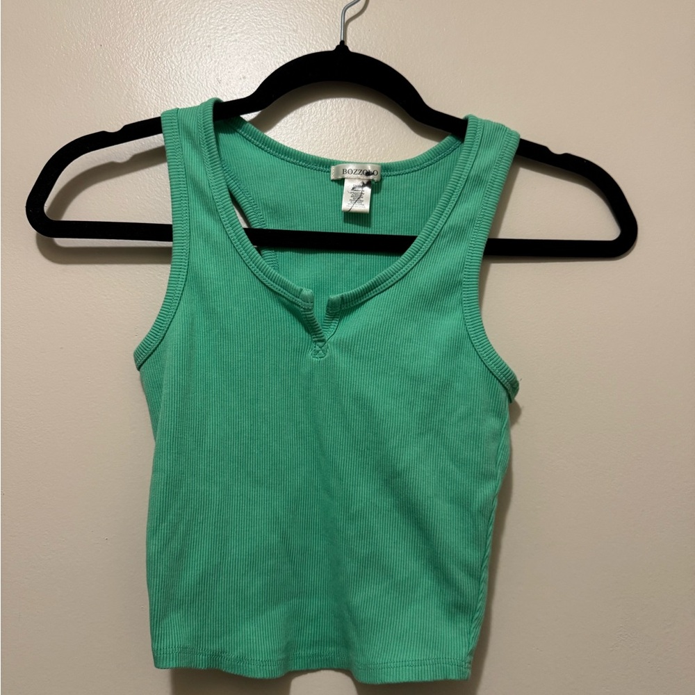 Green Ribbed Tank Top